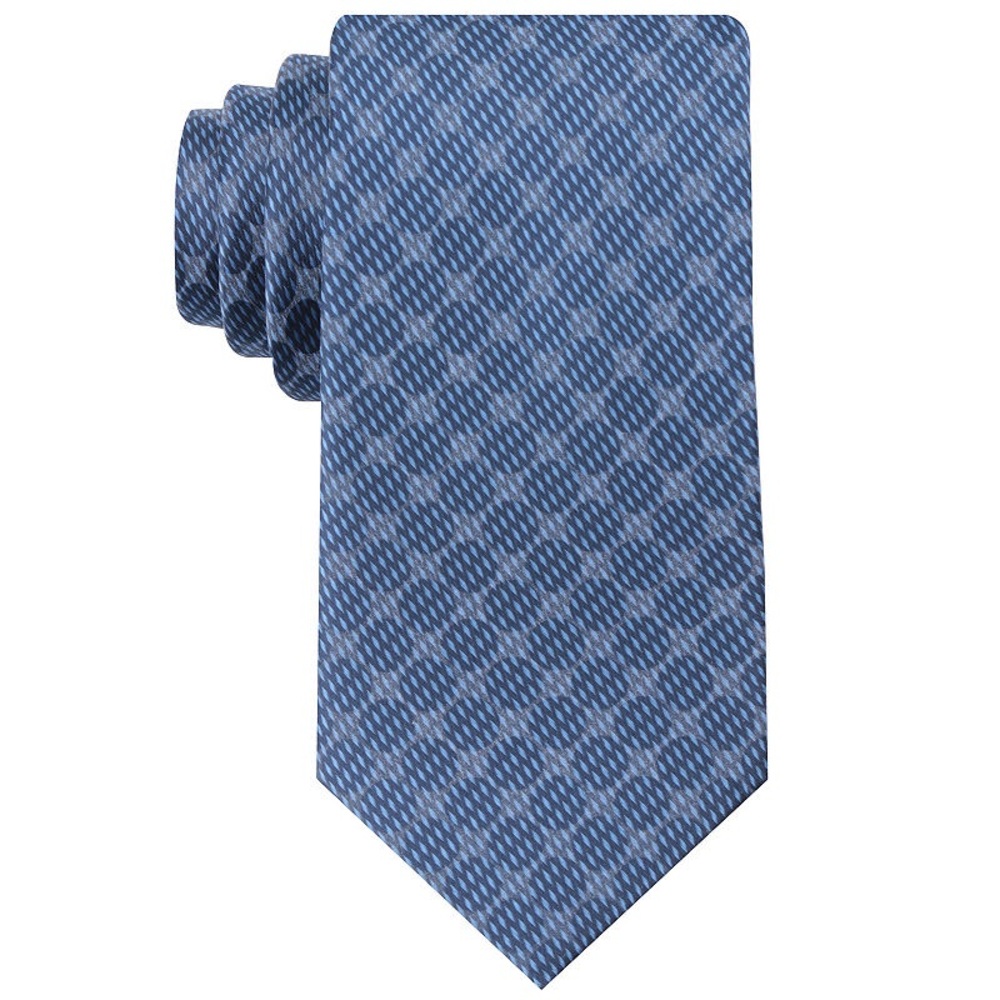 New - JF J.Ferrar Narrow Navy Geometric Men's Tie